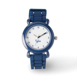 Custom Boys Naam Blauwe Strap kinder Horloge