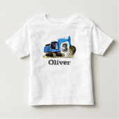 Custom Boy's Name 3rd Birthday Digger Excavator Kinder Shirts (Voorkant)