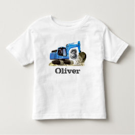 Custom Boy's Name 3rd Birthday Digger Excavator Kinder Shirts