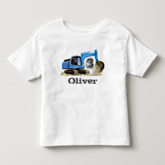 Custom Boy's Name 3rd Birthday Digger Excavator Kinder Shirts