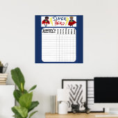 Custom Boys Superheld Chore Chart Poster (Thuiskantoor)