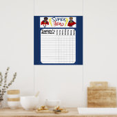 Custom Boys Superheld Chore Chart Poster (Keuken)