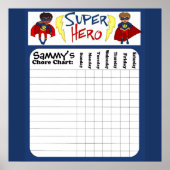 Custom Boys Superheld Chore Chart Poster (Voorkant)