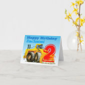 Custom Boy's Yellow Digger 2e verjaardag Kaart (Gele Bloem)