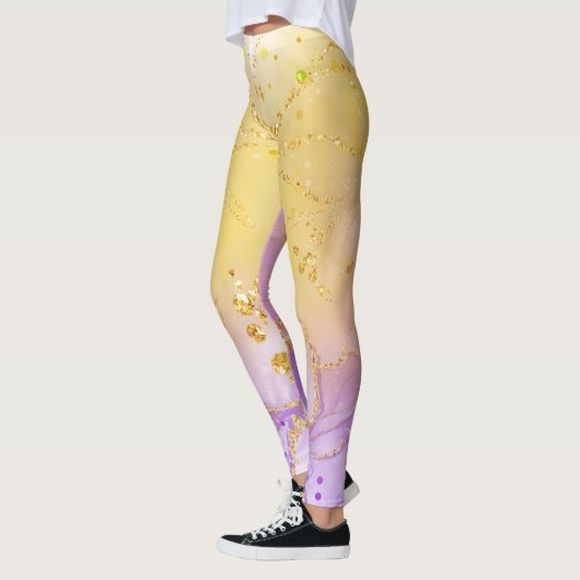 Custom Branded Abstract Gouden Paarse Chique Leggi Leggings (Links)