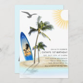 Custom Branded Beach Zomer Neutraal 1e Verjaardag Kaart (Voorkant / Achterkant)