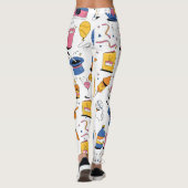 Custom Branded Birthday in Blauw Roze Sinaasappel Leggings (Achterkant)