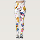 Custom Branded Birthday in Blauw Roze Sinaasappel Leggings (Voorkant)