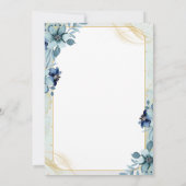 Custom Branded Blauw en Wit Bloemen Bruiloft Kaart (Achterkant)