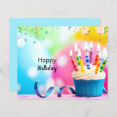 Custom Branded Blauw Roze Moderne Gelukkige Verjaa (Voorkant / Achterkant)