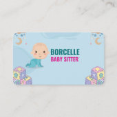 Custom Branded Blue Baby Sitter Visitekaartje (Voorkant)