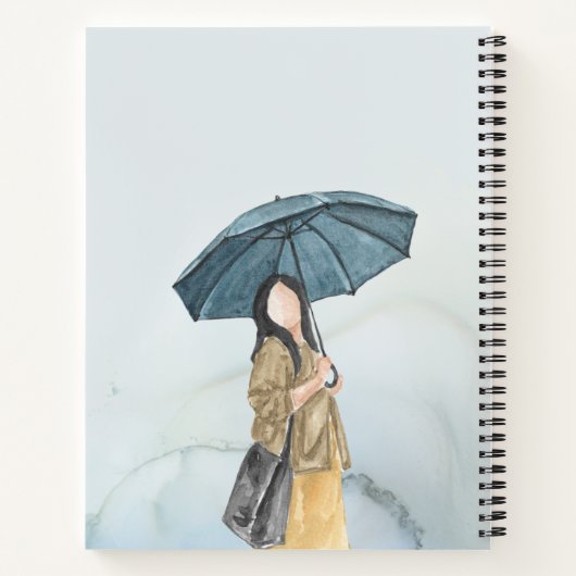 Custom Branded Blue Yellow Soft Waterverf Vrouw Notitieboek (Achterkant)