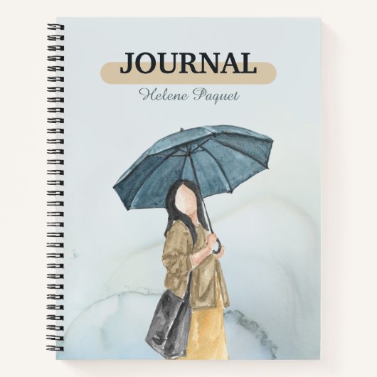 Custom Branded Blue Yellow Soft Waterverf Vrouw Notitieboek (Voorkant)