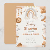 Custom Branded Brown Waterverf Baby shower Kaart (Voorkant / Achterkant)