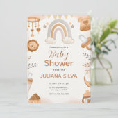 Custom Branded Brown Waterverf Baby shower Kaart (Staand voorkant)
