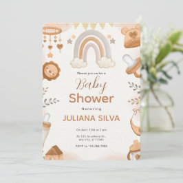 Custom Branded Brown Waterverf Baby shower Kaart
