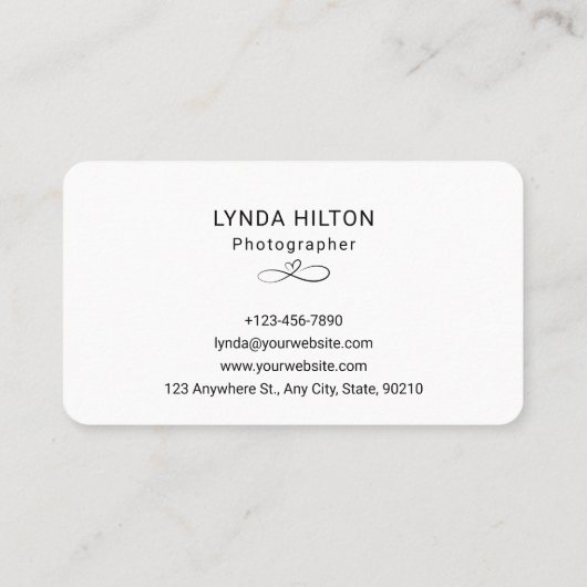 Custom Branded Bruiloft Fotografie Wit Visitekaartje (Achterkant)