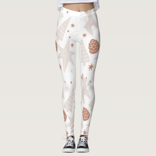 Custom Branded Bruin Wit Kerst Leggings (Voorkant)
