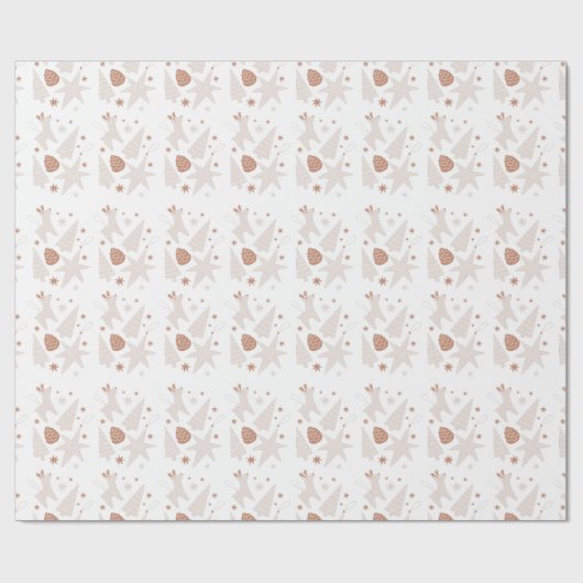 Custom Branded Bruin Wit Kerstmis Cadeaupapier (Vlak)