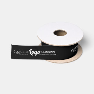 Custom Branded Business Company Logo Black Satijnen Lint