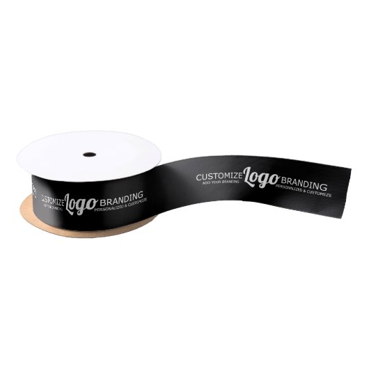 Custom Branded Business Company Logo Black Satijnen Lint (Spoel)