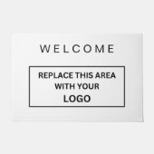 Custom Branded Business Logo Bedrijf Wit & Zwart Deurmat (Voorkant)