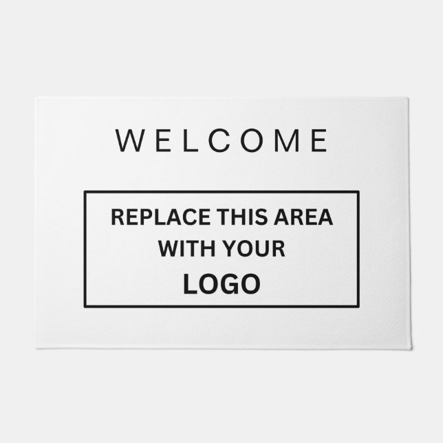 Custom Branded Business Logo Bedrijf Wit & Zwart Deurmat (Voorkant)