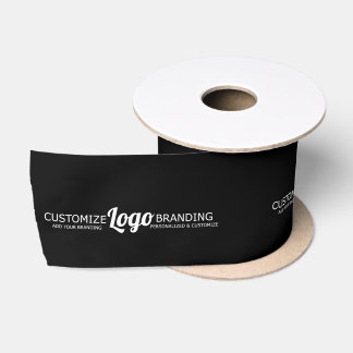 Custom Branded Business Logo Company Black Satijnen Lint