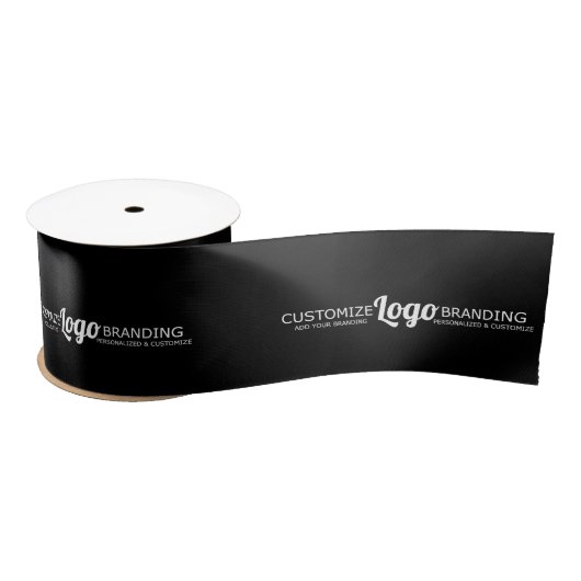 Custom Branded Business Logo Company Black Satijnen Lint (Spoel)