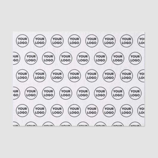 Custom Branded Business Logo Pattern op Wit Tissuepapier (Voorkant)