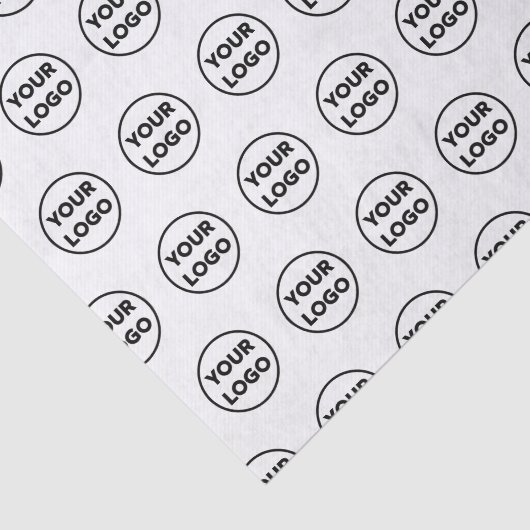 Custom Branded Business Logo Pattern op Wit Tissuepapier (Detail)
