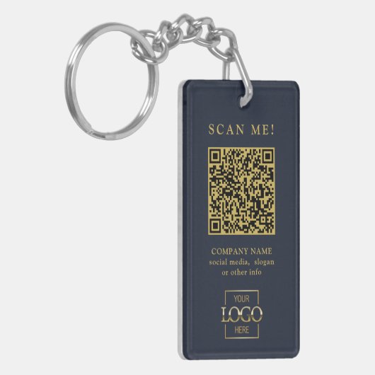 Custom Branded Business Logo QR Code Modern Keycha Sleutelhanger (Voorkant Links)