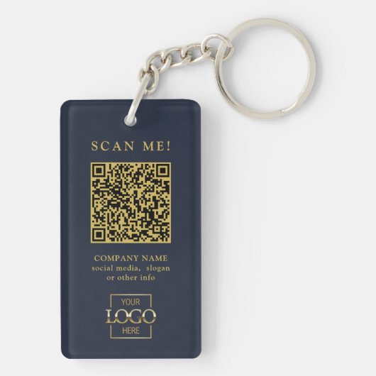 Custom Branded Business Logo QR Code Modern Keycha Sleutelhanger (achterkant)