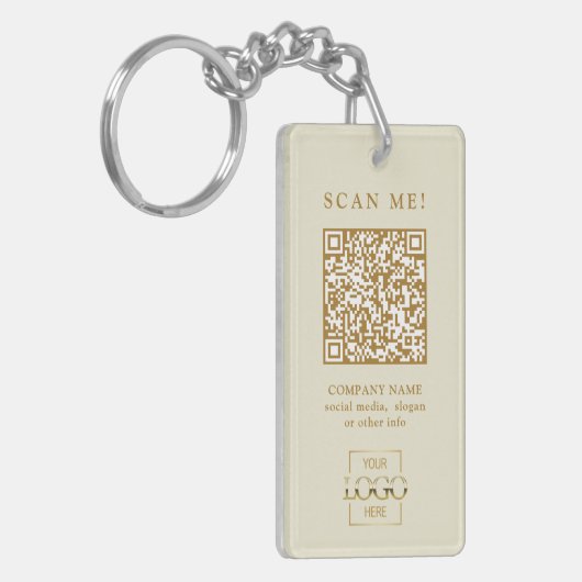 Custom Branded Business Logo QR Code Modern Sleutelhanger (Voorkant Links)