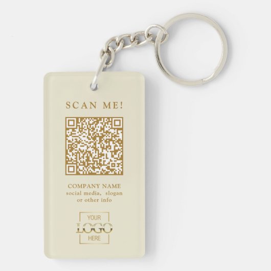 Custom Branded Business Logo QR Code Modern Sleutelhanger (achterkant)
