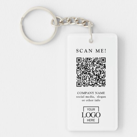 Custom Branded Business Logo QR Code Modern Sleutelhanger (Voorkant)