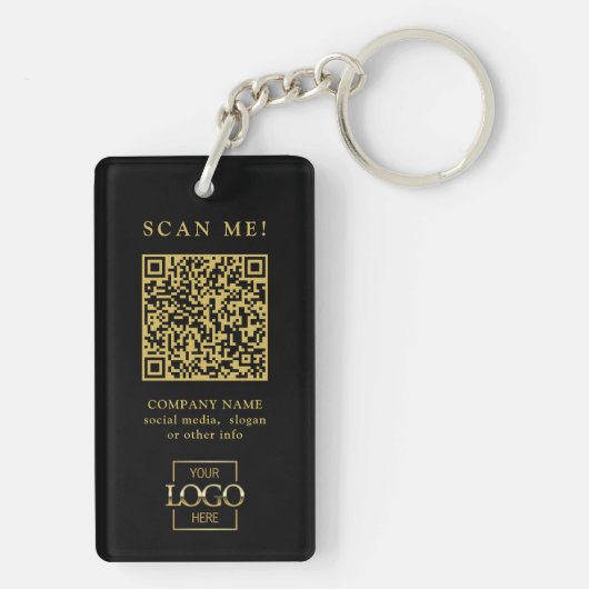 Custom Branded Business Logo QR Code Modern Sleutelhanger (achterkant)