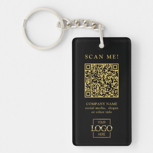 Custom Branded Business Logo QR Code Modern Sleutelhanger (Voorkant)