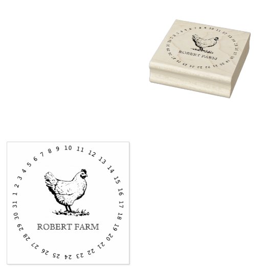 Custom Branded Chicken Boerderij Naam | Eikarton Rubberstempel (Gestempeld)