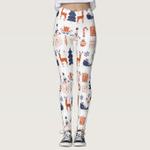 Custom Branded Christmas in Roze Rood Blauw Leggin Leggings (Voorkant)