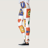 Custom Branded Christmas in Sinaasappel Blauw Groe Leggings (Links)