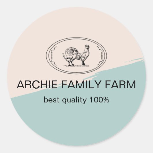 Custom Branded Cream Archie Family Boerderij Logo Ronde Sticker (Voorkant)