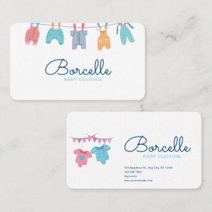 Custom Branded Cream en Blue Baby Couture Visitekaartje