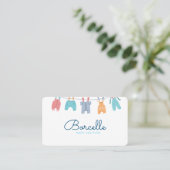 Custom Branded Cream en Blue Baby Couture Visitekaartje (Staand voorkant)
