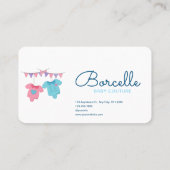 Custom Branded Cream en Blue Baby Couture Visitekaartje (Achterkant)