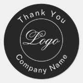 Custom Branded Dank u Eenvoudig Zwart Ronde Sticker (Voorkant)