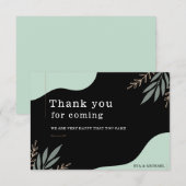 Custom Branded Eenvoudige Moderne Bruiloft Zwart Bedankkaart (Voorkant / Achterkant)