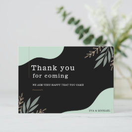 Custom Branded Eenvoudige Moderne Bruiloft Zwart Bedankkaart