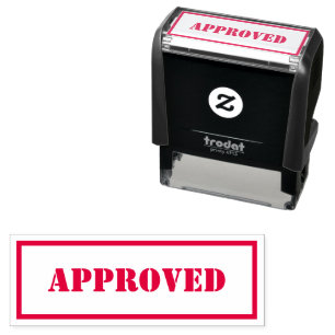 Custom Branded Eenvoudige Rand Vet Rood Goedgekeur Zelfinktende Stempel