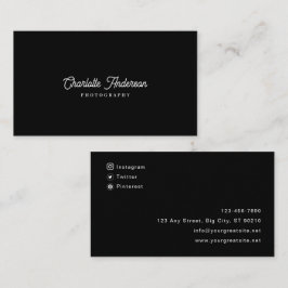 Custom Branded Eenvoudige zwart-wit fotografie Visitekaartje